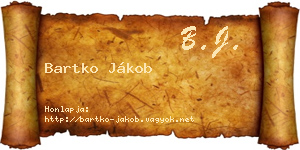 Bartko Jákob névjegykártya
